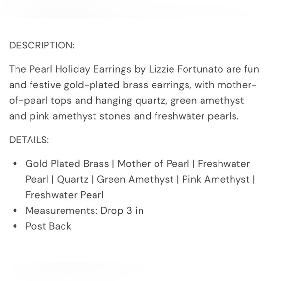 Lizzie Fortunato Holiday Freshwater Pearl Drop Earrings - Quartz - Amethyst - Picture 7 of 7